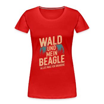 Wald und mein Beagle - Frauen Premium Bio T-Shirt - Rot - Vorne - Mia (176cm)