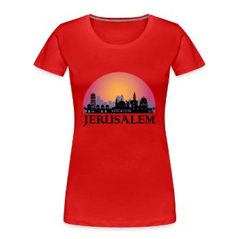 Jerusalem Skyline - Israel Travel - Women's Premium Organic T-Shirt - red - Front - Mia (176cm)
