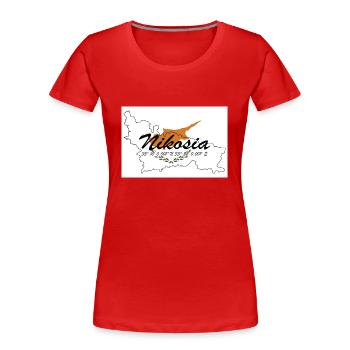 Nikosia - Hauptstadt mit GPS & Flagge - Frauen Premium Bio T-Shirt - Rot - Vorne - Mia (176cm)