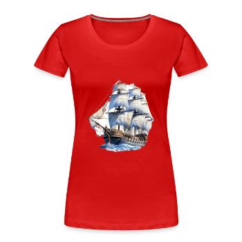 Segeln Segelschiff Segelboot für einen Segler, - Frauen Premium Bio T-Shirt - Rot - Vorne - Mia (176cm)