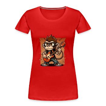 Affe Schimpanse spielt Acousitc Rock Gitarre - Frauen Premium Bio T-Shirt - Rot - Vorne - Mia (176cm)