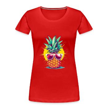 Lustige Ananas mit Sonnenbrille Frucht Tropisch - Frauen Premium Bio T-Shirt - Rot - Vorne - Mia (176cm)