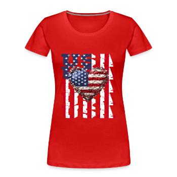 American USA Flagge Herz für Patrioten - Frauen Premium Bio T-Shirt - Rot - Vorne - Mia (176cm)