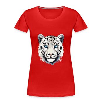 Schneeleopard Leopard Raubkatze - Frauen Premium Bio T-Shirt - Rot - Vorne - Mia (176cm)