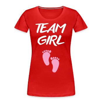 Es wird ein Mädchen! - Frauen Premium Bio T-Shirt - Rot - Vorne - Mia (176cm)