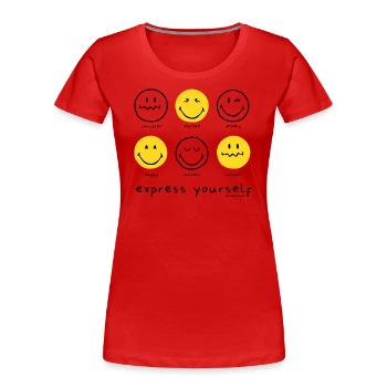 SmileyWorld Express Yourself Différentes Émotions - T-shirt bio Premium Femme - rouge - Devant - Mia (176cm)