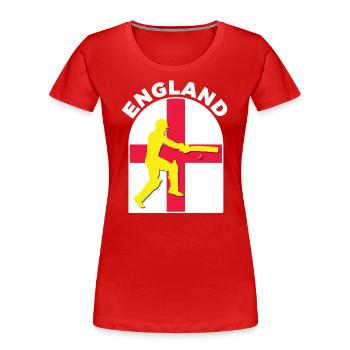 England Cricket Batsman England Flagge von DPattonPD - Frauen Premium Bio T-Shirt - Rot - Vorne - Mia (176cm)