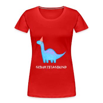 Anniversaire Garçon Brachiosaure Dino Anniversaire - T-shirt bio Premium Femme - rouge - Devant - Mia (176cm)