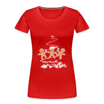 Lebkuchenmänner Weihnachten Lebkuchenmann süß - Frauen Premium Bio T-Shirt - Rot - Vorne - Mia (176cm)