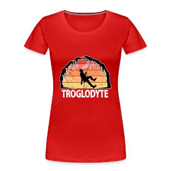 Troglodyte Funny Caving - Höhlenforschung - Frauen Premium Bio T-Shirt - Rot - Vorne - Mia (176cm)
