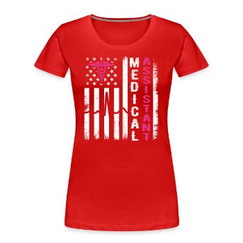 Medizinischer Assistent Medizinische Assistentin unter amerikanischer Flagge - Frauen Premium Bio T-Shirt - Rot - Vorne - Mia (176cm)