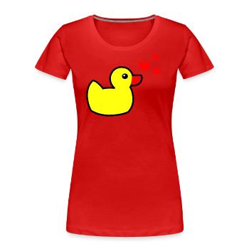 Squeaky Duck Yellow Valentine's Day - Women's Premium Organic T-Shirt - red - Front - Mia (176cm)