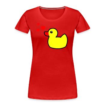 Quietscheente Gelb Valentinstag 2 - Frauen Premium Bio T-Shirt - Rot - Vorne - Mia (176cm)