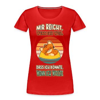 Cat Chill Lazy Tired Listless Saying Funny - Women's Premium Organic T-Shirt - red - Front - Mia (176cm)