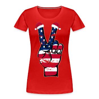 USA Flagge Weihnachten Peace Symbol used - Frauen Premium Bio T-Shirt - Rot - Vorne - Mia (176cm)
