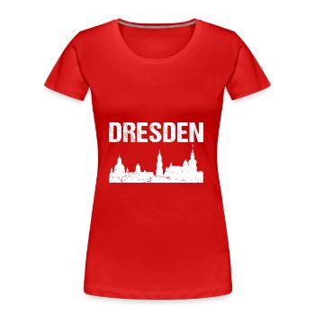 Dresden Skyline Stadt Dresden - Frauen Premium Bio T-Shirt - Rot - Vorne - Mia (176cm)