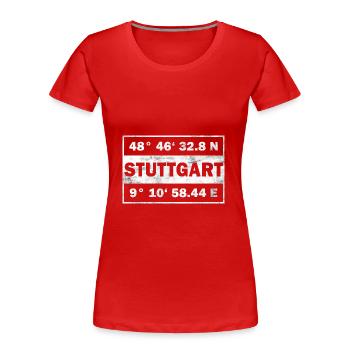 Stuttgart Koordinaten Stadt Stuttgart - Frauen Premium Bio T-Shirt - Rot - Vorne - Mia (176cm)
