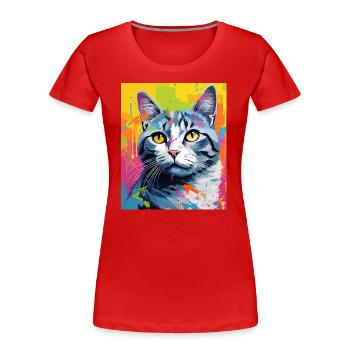 Shorthair Cat Cat Outfit for Cat Lovers - Women's Premium Organic T-Shirt - red - Front - Mia (176cm)