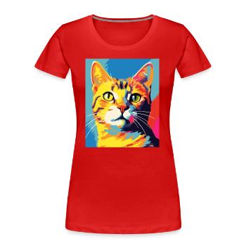 Shorthair Cat Cat Outfit for Cat Lovers - Women's Premium Organic T-Shirt - red - Front - Mia (176cm)