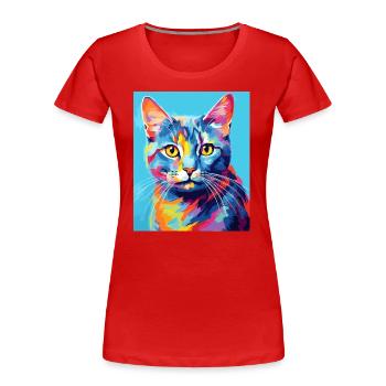 Shorthair Cat Cat Outfit for Cat Lovers - Women's Premium Organic T-Shirt - red - Front - Mia (176cm)