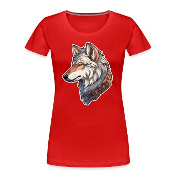Costume de loup bleu loup-garou à tête et - T-shirt bio Premium Femme - rouge - Devant - Mia (176cm)