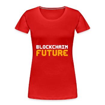Blockchain Pixel Cryptocurrency Bitcoin - Women's Premium Organic T-Shirt - red - Front - Mia (176cm)