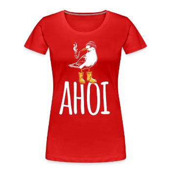 Mouette - Ahoy - Mer du Nord - Cadeau - T-shirt bio Premium Femme - rouge - Devant - Mia (176cm)