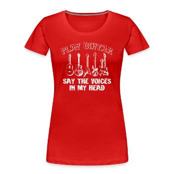 Jouer de la guitare Dites les voix dans ma tête - T-shirt bio Premium Femme - rouge - Devant - Mia (176cm)