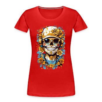 Sugar Skull - Women's Premium Organic T-Shirt - red - Front - Mia (176cm)