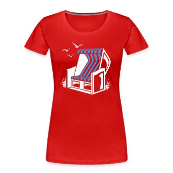 Strandkorb - Urlaub - Meer - Erholung - Frauen Premium Bio T-Shirt - Rot - Vorne - Mia (176cm)