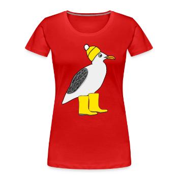 Mouette avec bottes en caoutchouc et chapeau - T-shirt bio Premium Femme - rouge - Devant - Mia (176cm)
