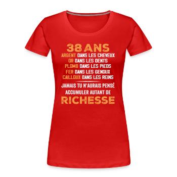 38 Ans Cadeau D'anniversaire Drôle Cadeau 38 ans - T-shirt bio Premium Femme - rouge - Devant - Mia (176cm)