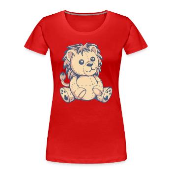 süßer Löwe Stofftier - Frauen Premium Bio T-Shirt - Rot - Vorne - Mia (176cm)