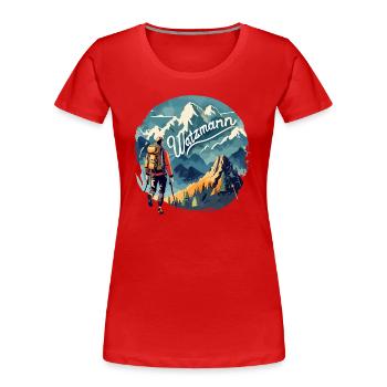 Alpiniste sur le majestueux Watzmann en Bavière - T-shirt bio Premium Femme - rouge - Devant - Mia (176cm)