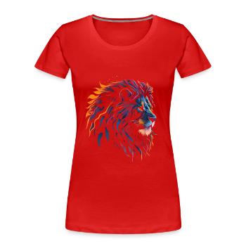 Majesté royale: Silhouette de lion au coucher du soleil - T-shirt bio Premium Femme - rouge - Devant - Mia (176cm)