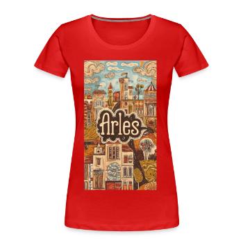 Arles Stadtbild Traumlandschaft - Frauen Premium Bio T-Shirt - Rot - Vorne - Mia (176cm)