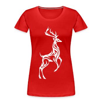 Silhouette de cerf sauvage - T-shirt bio Premium Femme - rouge - Devant - Mia (176cm)