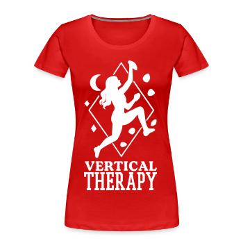 Vertical Therapy: Bouldern & Klettern Boho Design - Frauen Premium Bio T-Shirt - Rot - Vorne - Mia (176cm)
