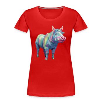 Pig and Horse - Rainbow Modern Art - Women's Premium Organic T-Shirt - red - Front - Mia (176cm)