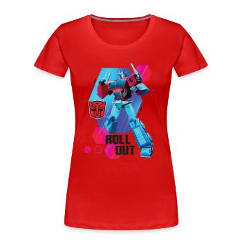 Transformers Earth Spark Autobot Optimus Prime - T-shirt bio Premium Femme - rouge - Devant - Mia (176cm)