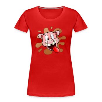 Schwein - Frauen Premium Bio T-Shirt - Rot - Vorne - Mia (176cm)