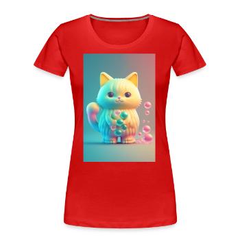 Bunte Katze - Frauen Premium Bio T-Shirt - Rot - Vorne - Mia (176cm)