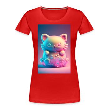 Bunte Katze - Frauen Premium Bio T-Shirt - Rot - Vorne - Mia (176cm)