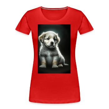 Weißer Welpe - Frauen Premium Bio T-Shirt - Rot - Vorne - Mia (176cm)