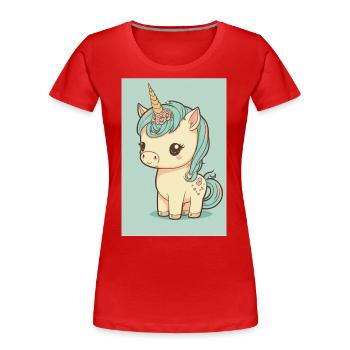 Bébé licorne - T-shirt bio Premium Femme - rouge - Devant - Mia (176cm)