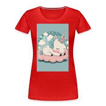 Bébé licorne - T-shirt bio Premium Femme - rouge - Devant - Mia (176cm)