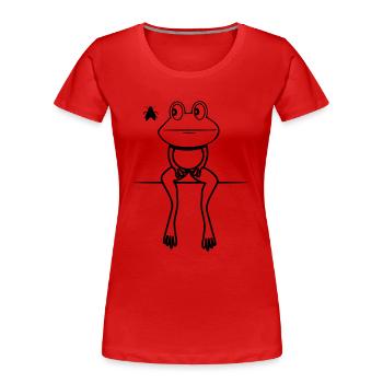 Sit mouche drôle de grenouille - T-shirt bio Premium Femme - rouge - Devant - Mia (176cm)