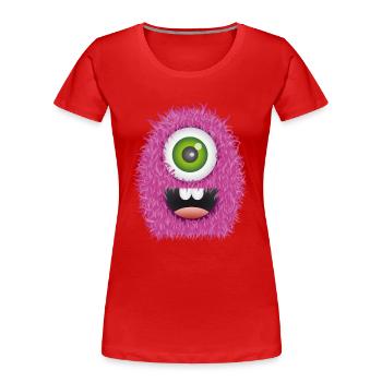 wuschelmonster, Cute Monster - Frauen Premium Bio T-Shirt - Rot - Vorne - Mia (176cm)