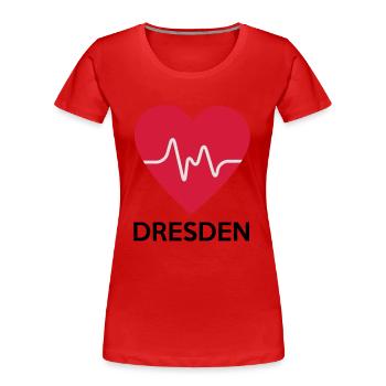Herz Dresden - Frauen Premium Bio T-Shirt - Rot - Vorne - Mia (176cm)
