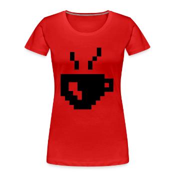 Coffee Pixel - Frauen Premium Bio T-Shirt - Rot - Vorne - Mia (176cm)
